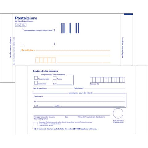 Cartoline postali bianche A.R. O.C.L. - posta prioritaria conf. da 100 pezzi - 0166N